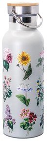 Jasnoszara podróżna butelka ze stali nierdzewnej 425 ml Vintage Flowers – Sass &amp; Belle
