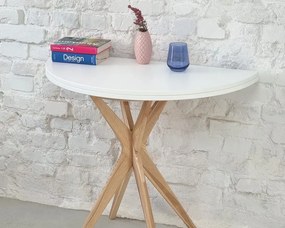 Stół półokrągły CUTTI 90x90 rozkładany kremowy/jesion RAGABA