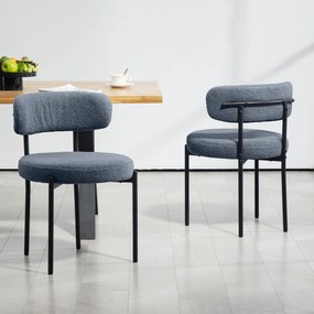 HOMCOM Zestaw 2 krzeseł do jadalni, tapicerka polarowa, siedziska tapicerowane, metalowe nogi, szare | Aosom PL