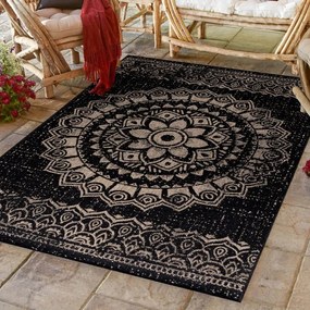 Dywan zewnętrzny Sunny rozeta czarny 80 cm x 250 cm