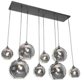Inteligentna lampa wisząca czarna z przydymionym szkłem włącznie z 8 żarówkami WiFi G95 - Sandra ArtDeco Oswietlenie wewnetrzne