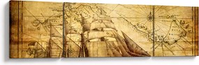 Obraz - Stara mapa (170x50 cm)