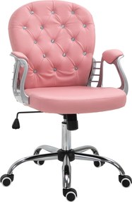 HOMCOM Ergonomiczne krzesło biurowe wyściełane różowe oparcie regulowane PU 59x60x95–105 cm | Aosom PL