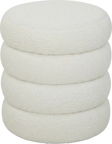 HOMCOM Puf, okrągły, Teddyfleece, do 120kg, Φ40x45H cm, biały | Aosom PL