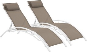 Leżanka aluminiowa "Beauty" - Phoenix - Szarobrązowy - Zestaw 2 szt.