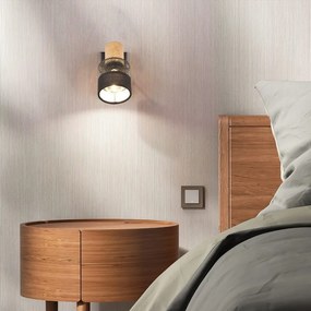 Czarno-naturalny kinkiet ø 7 cm Nandini – Trio