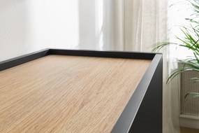 Szafka RTV Desin 220 cm z metalowymi nogami - czarny mat / dąb nagano