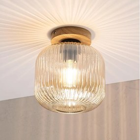 Lampa sufitowa MILOU WOOD 1xE27/15W/230V dąb/dymny beż Ø 20 cm
