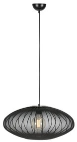Czarna lampa wisząca z tekstylnym kloszem ø 60 cm Florence – Markslöjd