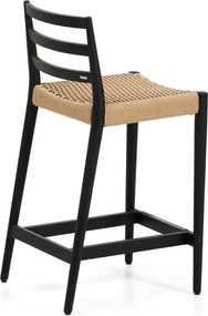 Czarny/w naturalnym kolorze hoker z litego drewna dębowego (wysokość siedziska 65 cm) Analy – Kave Home