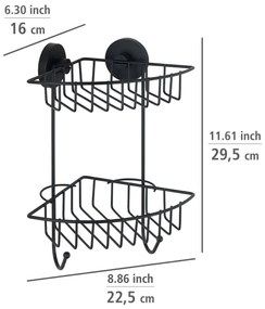 Półka pod prysznic BARI Vacuum-Loc, dwupoziomowa, metalowa, WENKO