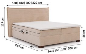 Beżowe łóżko kontynentalne ze schowkiem 200x200 cm Lysa – Ropez