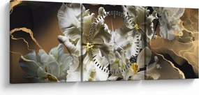 Obraz - Orchidea kwiaty na marmurowym tle (z zegarem) (90x30 cm)