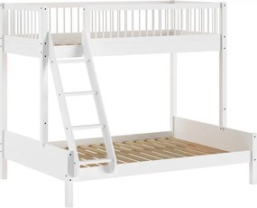 Białe piętrowe łóżko dziecięce z litego drewna bukowego ze stelażem 140x200/90x200 cm Forrest – Vipack