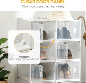 HOMCOM 8-częściowy regał na buty, stosowalne pudełka na buty do rozmiaru 46, drzwi magnetyczne, Plastik, 28 x 36 x 21 cm