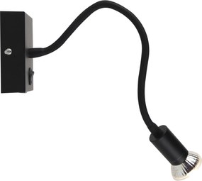 Nowoczesna elastyczna lampa ścienna USB czarna - Zeno