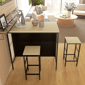 HOMCOM Zestaw barowy z 2 hokerami i stołem barowym odporny na plamy stabilny stalowa rama czarny dąb | Aosom PL