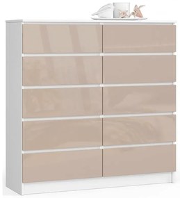 Nowoczesna komoda do salonu biała + cappuccino połysk S4-G53