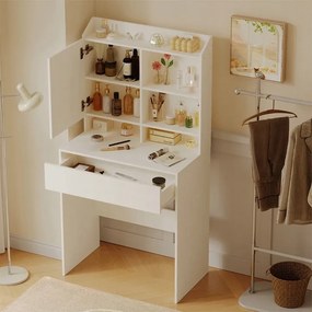 Nowoczesna toaletka kosmetyczna z otwieranym lustrem loft szuflada glamour