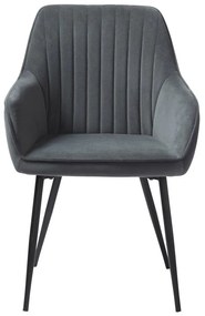 Szare aksamitne krzesła z podłokietnikami zestaw 2 szt. Nolan Stripe – Unique Furniture