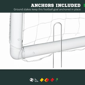 SPORTNOW Bramka do piłki nożnej, solidna siatka, rama z tworzywa sztucznego, kołki, 300L x 120B x 200H cm, Biały