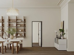 Drzwi kompletne dwustronne z aluminium i matowego szkła hartowanego - wys. 204 x szer. 83 cm - Czarny - MASERU