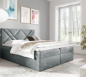 Szare łóżko kontynentalne z zagłówkiem 5 rozmiarów - Velvaro