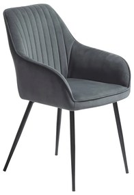 Szare aksamitne krzesła z podłokietnikami zestaw 2 szt. Nolan Stripe – Unique Furniture