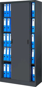 Biurowa szafa metalowa z drzwiami przesuwnymi KUBA, 900 x 1850 x 400 mm, antracytowa