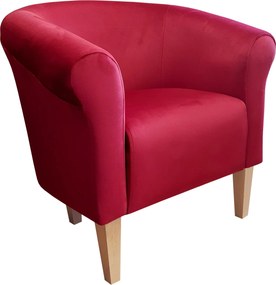 Fotel Milo tkanina Welur wygodny fotel tapicerowany do salonu i sypialni : Kolor nogi - Drewno, Kolor tkaniny - VELVET - MG31, Wysokość nogi - 20 cm