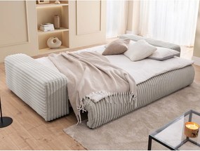 Jasnoszara sztruksowa rozkładana sofa ze schowkiem 260 cm Justin – Ropez