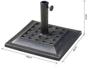 Outsunny Podstawa Parasola 9kg Żywica Brązowa Stabilna i Trwała 44x44x33cm | Aosom PL