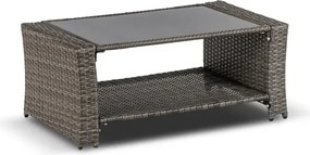Zestaw Mebli Ogrodowych DELGADO Szary Sofa Fotele Pufy Stolik Technorattan Nowoczesny