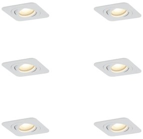Zewnetrzna Zestaw 6 okrągłych reflektorów wpuszczanych białych GU10 50 mm, obrotowych i przechylanych IP44 - Alberto Nowoczesny Oswietlenie zewnetrzne
