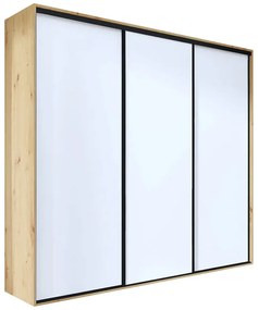 Szafa przesuwna dąb artisan + biel + czarne paski - Estori 5X