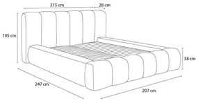 Jasnoszare tapicerowane łóżko dwuosobowe ze schowkiem i stelażem 160x200 cm Denali – Bobochic Paris