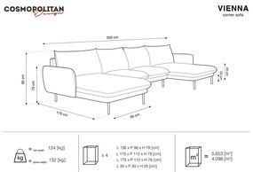 Ciemnoszara sofa w kształcie litery U Cosmopolitan Design Vienna