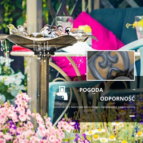 Outsunny Kąpielisko dla Ptaków z Podstawką 71cm Karmnik Wodny Liść Lotosu dla Dzikich Ptaków Brąz | Aosom PL