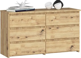 Komoda AKORD CL100 Dąb Artisan 100 cm 6 szuflad kolor Dąb Artisan mat 100x35x57 cm