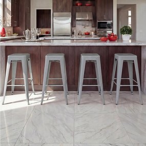 Metalowy stołek barowy MCW-A73 (zestaw 4 sztuk),  szary