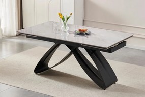 Rozkładany stół z ceramicznym blatem Luigi 160-240 cm, szary marmur/czarny