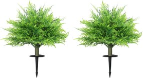 HOMCOM Sztuczne Krzewy Paproci Bostońskiej, Odporne na UV, Zestaw 2 sztuki, 60 cm, do Ogrodu, na Werandę | Aosom PL