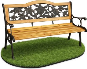 Czarna ławka ogrodowa ROSA z lakierowanym drewnem i stalowymi nogami szerokość 127 cm