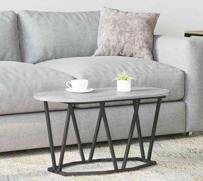 Szary owalny stolik kawowy metalowy N9-G25