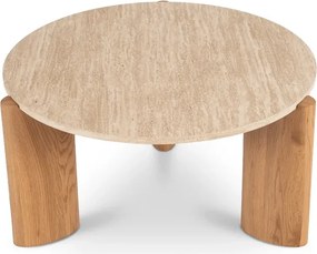 Stolik Kawowy TRAVERTINO MAX 80 cm Trawertyn/Dąb Japandi