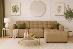 Narożnik  prawostronny  Bergamo A – tkanina Raven 34 jasno brązowa, 284×166×70 cm