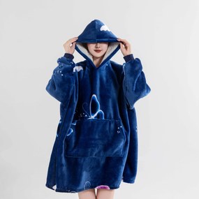 Koc bluza z baranka z rękawami i kapturem VIOLET BUTTERFLY, ciemnoniebieski