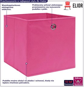 Różowy komplet składanych pudełek z tkaniny 4 sztuki - Levros 4X