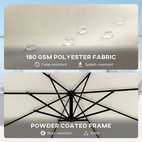 Outsunny Parasol ogrodowy Ø300 cm z mechanizmem korbowym, podstawą krzyżową i pokrowcem, kremowy | Aosom PL