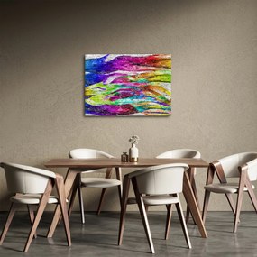 Obraz - Mur z cegły z kolorowymi płomieniami (70x50 cm)